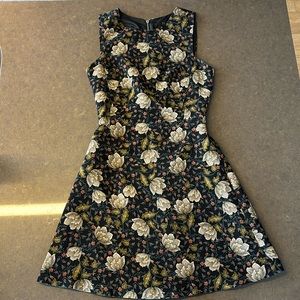 Zara Black Floral A-Line Mini Dress (Size XS)